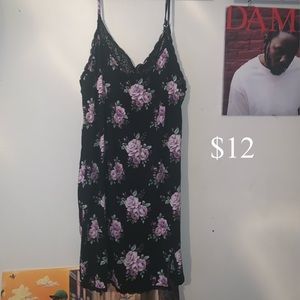 *NEVER WORN* FLORAL BLACK SLIP DRESS